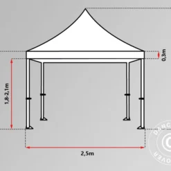 Tente Pliante FleXtents PRO 2,5x2,5m Blanc, Avec 4 Cotés -Promos Jardin Natif Magasin ft04863 9990