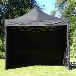 Tente Pliante FleXtents PRO 2,5x2,5m Noir, Avec 4 Cotés -Promos Jardin Natif Magasin ft04865 01 032
