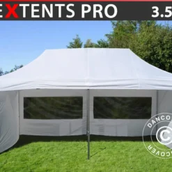 Tente Pliante FleXtents PRO 3,5x7m Blanc, Avec 6 Cotés