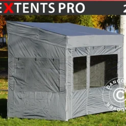 Tente Pliante FleXtents PRO Trapezo 2x3m Gris, Avec 4 Cotés