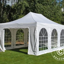 Tente Pliante FleXtents PRO Vintage Style 4x6m Blanc, Avec 8 Cotés -Promos Jardin Natif Magasin ft04935 011