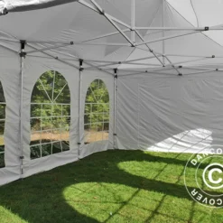 Tente Pliante FleXtents PRO Vintage Style 4x6m Blanc, Avec 8 Cotés -Promos Jardin Natif Magasin ft04935 057