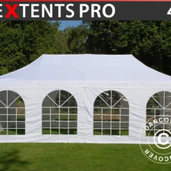 Tente Pliante FleXtents PRO Vintage Style 4x8m Blanc, Avec 6 Cotés