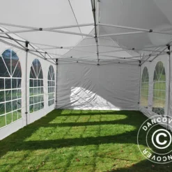 Tente Pliante FleXtents PRO Vintage Style 4x8m Blanc, Avec 6 Cotés -Promos Jardin Natif Magasin ft04940 014