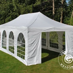 Tente Pliante FleXtents PRO Vintage Style 4x8m Blanc, Avec 6 Cotés -Promos Jardin Natif Magasin ft04940 05