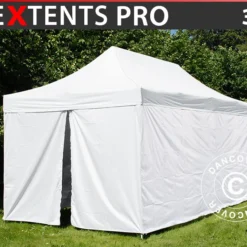 Tente Pliante FleXtents® PRO, Tente Médicale Et D’urgence, 3x6m, Blanc, 6 Parois Latérales Incluses