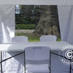 Tente Pour Visiteur FleXtents Steel 3x6m Blanc, Incl. 4 Parois Et 1 Paroi De Séparation Transparente -Promos Jardin Natif Magasin ft135050 012