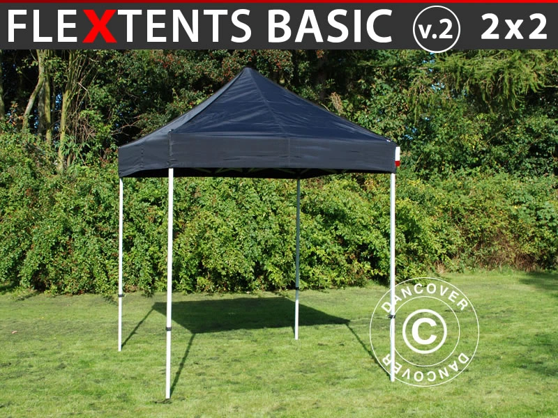 Tente Pliante FleXtents Basic V.2, 2x2m Noir 1 Tente Pliante FleXtents Basic V.2, 2x2m Noir