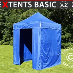 Tente Pliante FleXtents Basic V.2, 2x2m Bleu, Avec 4 Cotés