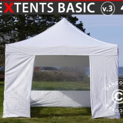Tente Pliante FleXtents Basic V.3, 4x4m Blanc, Avec 4 Cotés