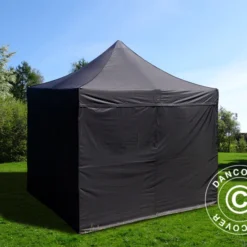 Tente Pliante FleXtents Basic V.3, 4x4m Noir, Avec 4 Cotés -Promos Jardin Natif Magasin ft135583 02