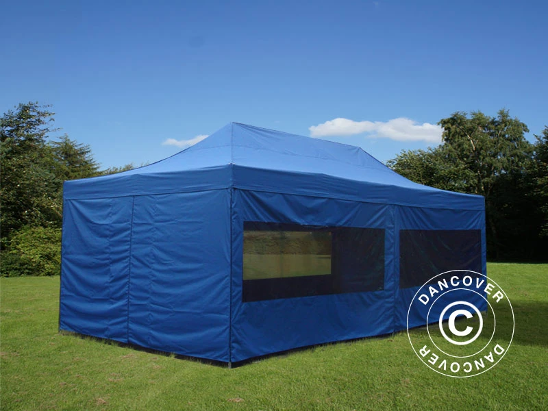 Tente Pliante FleXtents PRO Steel 4x8m Bleu, Avec 6 Cotés 2 Tente Pliante FleXtents PRO Steel 4x8m Bleu, Avec 6 Cotés – Image 2