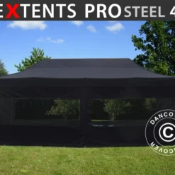 Tente Pliante FleXtents PRO Steel 4x8m Noir, Avec 6 Cotés