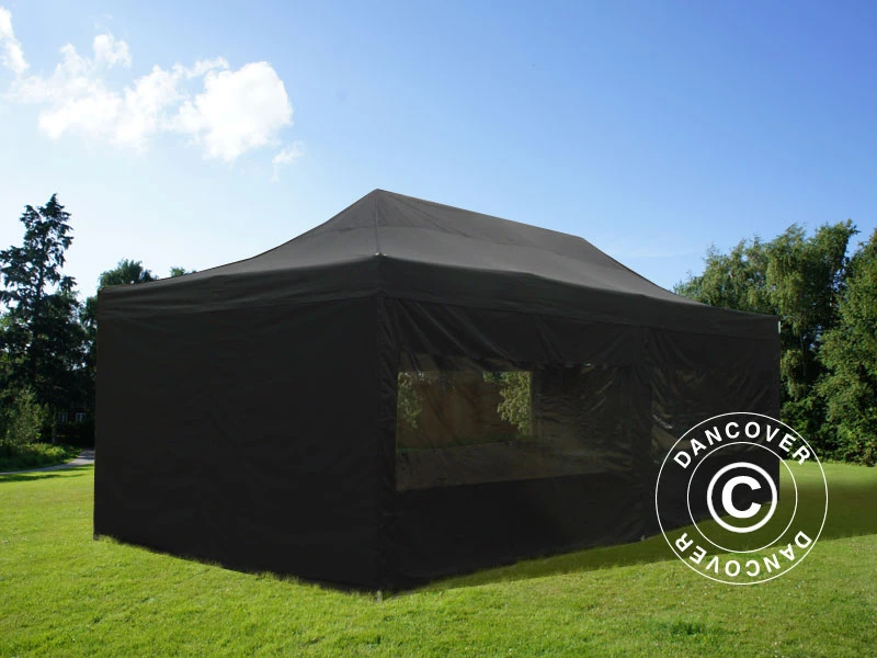 Tente Pliante FleXtents PRO Steel 4x8m Noir, Avec 6 Cotés 2 Tente Pliante FleXtents PRO Steel 4x8m Noir, Avec 6 Cotés – Image 2