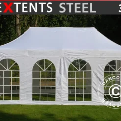 Tente Pliante FleXtents Steel 3x6m Blanc, Avec 4 Cotés