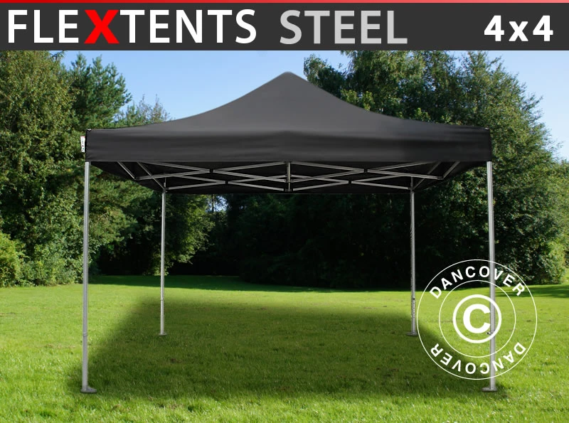 Tente Pliante FleXtents Steel 4x4m Noir 1 Tente Pliante FleXtents Steel 4x4m Noir