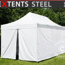 Tente Pliante FleXtents® Steel, Tente Médicale Et D’urgence, 3x6m, Blanc, 6 Parois Latérales Incluses