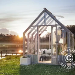 Serre En Bois/tonnelle De Jardin, 2,4x2,44x2,83m, 5,4m², Gris -Promos Jardin Natif Magasin gh192000 02