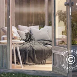 Serre En Bois/tonnelle De Jardin, 2,4x2,44x2,83m, 5,4m², Gris -Promos Jardin Natif Magasin gh192000 052