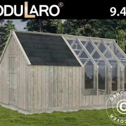 Serre En Bois/tonnelle De Jardin Avec Abri, 2,4x4,31x2,83m, 9,4m², Gris