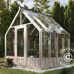 Serre En Bois/tonnelle De Jardin Avec Abri, 2,4x4,31x2,83m, 9,4m², Gris -Promos Jardin Natif Magasin gh192004 01