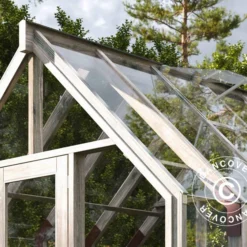 Serre En Bois/tonnelle De Jardin Avec Abri, 2,4x4,31x2,83m, 9,4m², Gris -Promos Jardin Natif Magasin gh192004 03