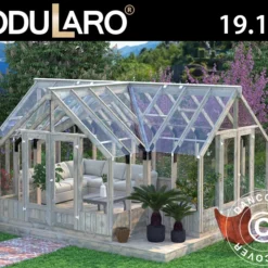 Serre En Bois/tonnelle De Jardin, 4,21x5,43x2,88m, 19,1m², Gris