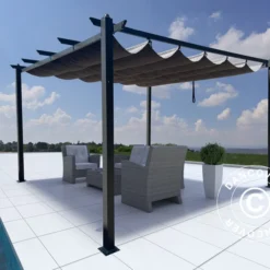 Pergola Santa Cruz, 4x4m, Noir/Gris -Promos Jardin Natif Magasin pa149010 011