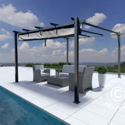 Pergola Santa Cruz, 4x4m, Noir/Gris -Promos Jardin Natif Magasin pa149010 013