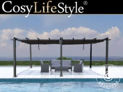 Tonnelle De Jardin Pergola Santa Cruz, 3x6m, Noir/Gris