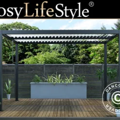 Pergola Bioclimatique San Pablo, 3x4m, Noir/Blanc