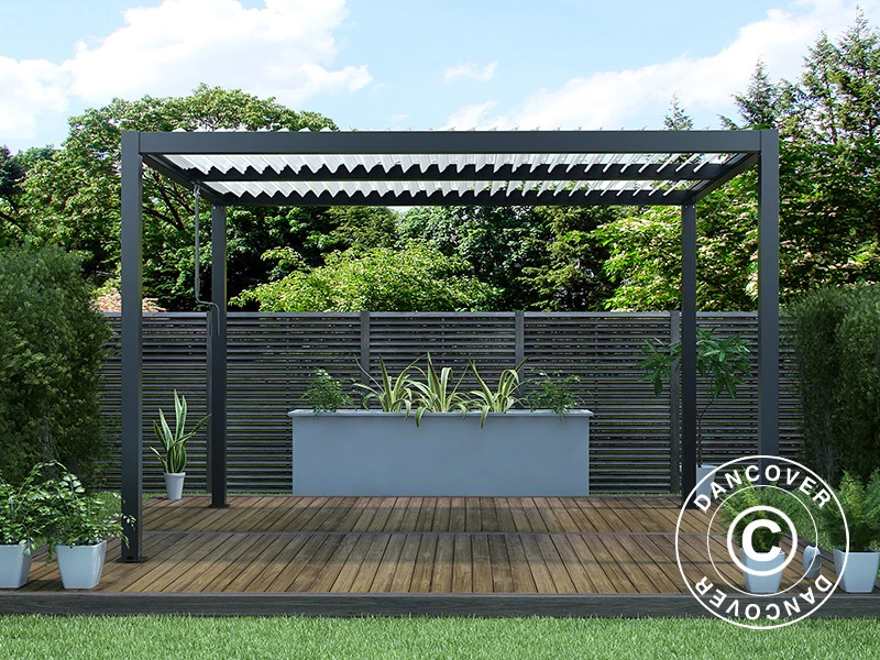Pergola Bioclimatique San Pablo, 3x4m, Noir/Blanc 2 Pergola Bioclimatique San Pablo, 3x4m, Noir/Blanc – Image 2