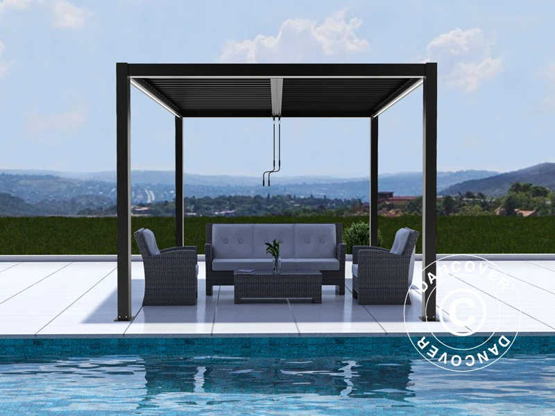 Pergola Bioclimatique San Pablo, 4x4m, Noir 2 Pergola Bioclimatique San Pablo, 4x4m, Noir – Image 2