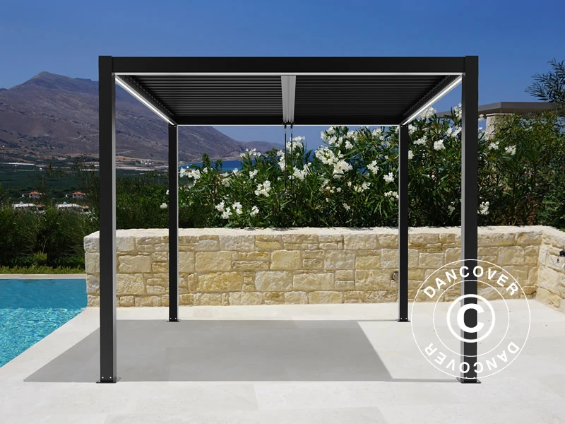 Pergola Bioclimatique San Pablo, 4x4m, Noir 6 Pergola Bioclimatique San Pablo, 4x4m, Noir – Image 6