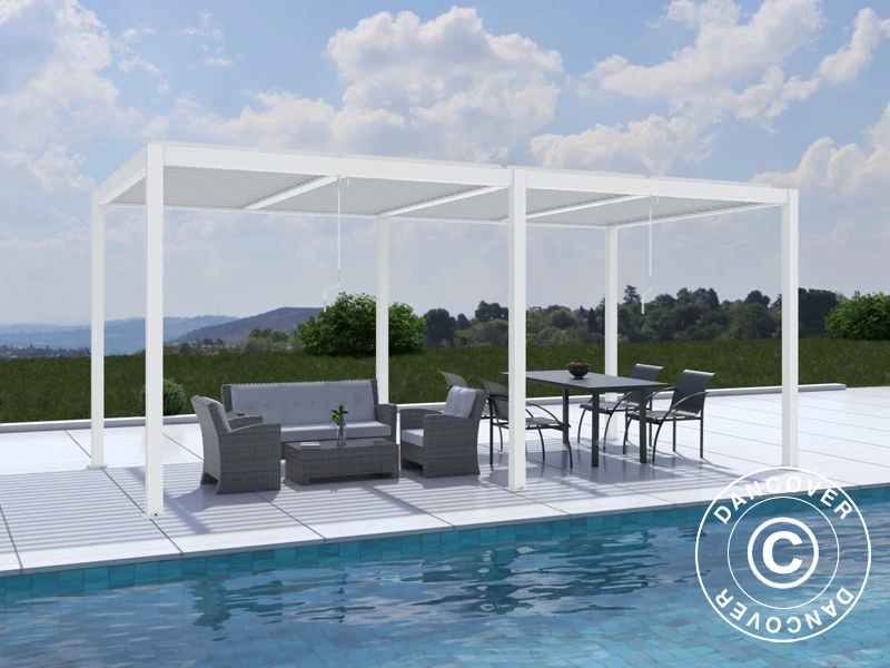 Pergola Bioclimatique San Pablo, 3x5,8m, Blanc 2 Pergola Bioclimatique San Pablo, 3x5,8m, Blanc – Image 2