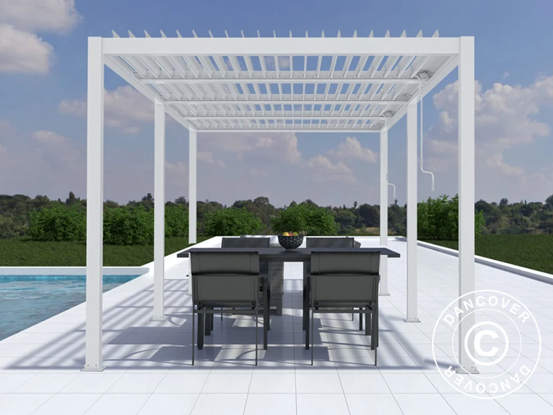 Pergola Bioclimatique San Pablo, 3x5,8m, Blanc 4 Pergola Bioclimatique San Pablo, 3x5,8m, Blanc – Image 4