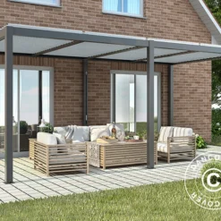 Pergola Bioclimatique San Pablo, 4x5,8m, Noir/Blanc -Promos Jardin Natif Magasin pa153027 02