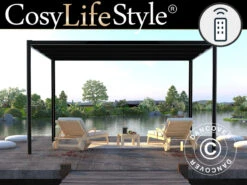 Pergola San Fernando, 3x3m, Noir/Gris Foncé