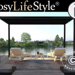 Pergola San Fernando, 3x3m, Noir/Gris Foncé