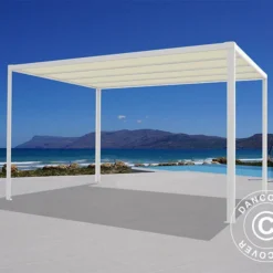 Pergola San Fernando, 4x4m, Blanc/Beige -Promos Jardin Natif Magasin pa153121 01