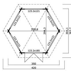 Tonnelle En Bois Alicante, Hexagonale 3,5x3,03x3,07m, 44mm, Gris Foncé -Promos Jardin Natif Magasin pa165001 09