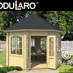 Tonnelle En Bois Lorraine, Octogonale 3,47x3,47x3,45m, 44mm, Naturel