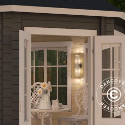 Tonnelle En Bois Lorraine, Octagonale 3,47x3,47x3,45m, 44mm, Gris Foncé -Promos Jardin Natif Magasin pa165021 02