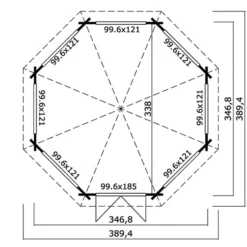 Tonnelle En Bois Lorraine, Octagonale 3,47x3,47x3,45m, 44mm, Gris Clair -Promos Jardin Natif Magasin pa165022 09