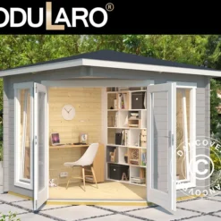 Tonnelle En Bois Brittany, 2,4x2,4x2,41m, 40mm, Gris Clair