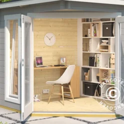 Tonnelle En Bois Brittany, 2,4x2,4x2,41m, 40mm, Gris Clair -Promos Jardin Natif Magasin pa165032 02