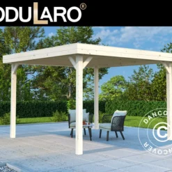 Tonnelle En Bois, 3,49x3,49x2,54m, 12,2m², Naturel