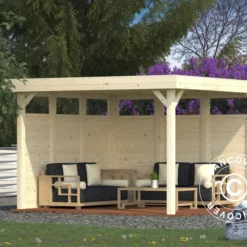 Tonnelle En Bois Avec 2 Parois Latérales, 3,49x3,49x2,54m, 12,2m², Naturel 9 Tonnelle En Bois Avec 2 Parois Latérales, 3,49x3,49x2,54m, 12,2m², Naturel -Promos Jardin Natif Magasin pa192006 02