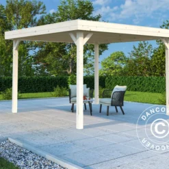 Tonnelle En Bois Avec 2 Parois Latérales, 3,49x3,49x2,54m, 12,2m², Naturel 10 Tonnelle En Bois Avec 2 Parois Latérales, 3,49x3,49x2,54m, 12,2m², Naturel -Promos Jardin Natif Magasin pa192006 03