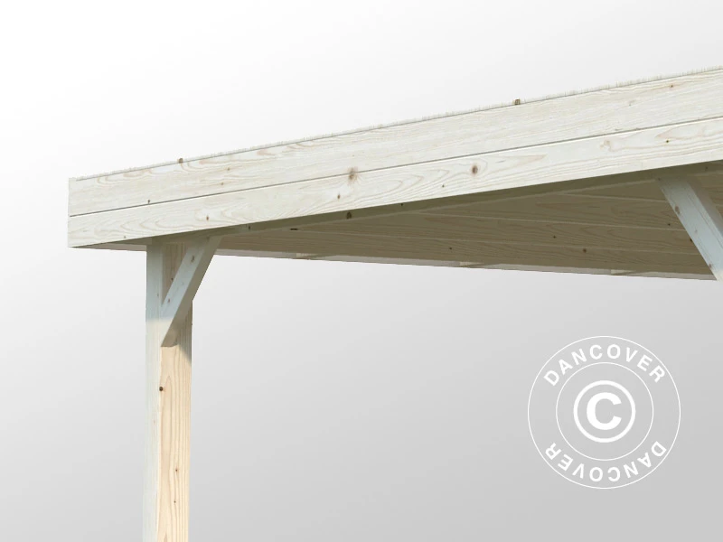 Tonnelle En Bois Avec 2 Parois Latérales, 3,49x3,49x2,54m, 12,2m², Naturel 6 Tonnelle En Bois Avec 2 Parois Latérales, 3,49x3,49x2,54m, 12,2m², Naturel – Image 6